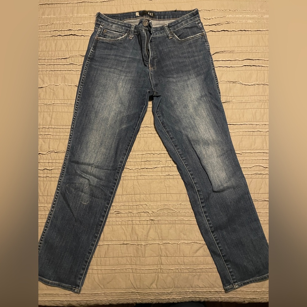 Kut from the Kloth Catherine High Rise ab fan boyfriend jeans medium dark wash